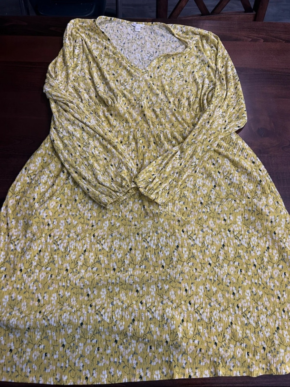 Cato Yellow Floral V-Neck Long Sleeve Tunic